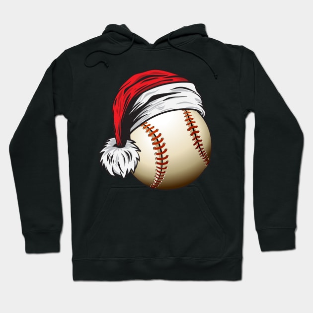 Christmas Baseball Ball With Santa Hat Funny Sport X-mas graphic Hoodie by theodoros20